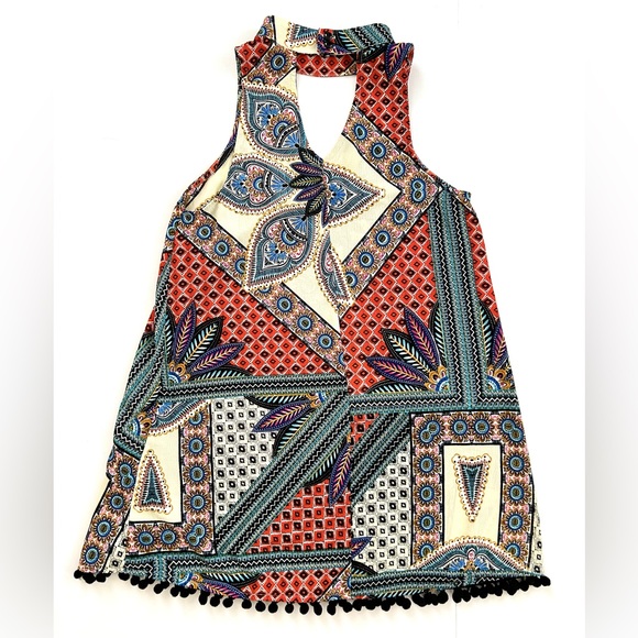 Sisters of the Tribe Petite Swing Boho Dress OR Tunic with Pom Pom Hem - Picture 9 of 11
